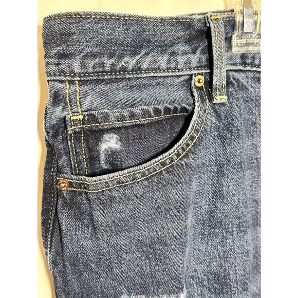 Old Navy High Rise Slouchy Straight Ripped Cut Off Jeans 26 High Rise Button Fly - Picture 5 of 15